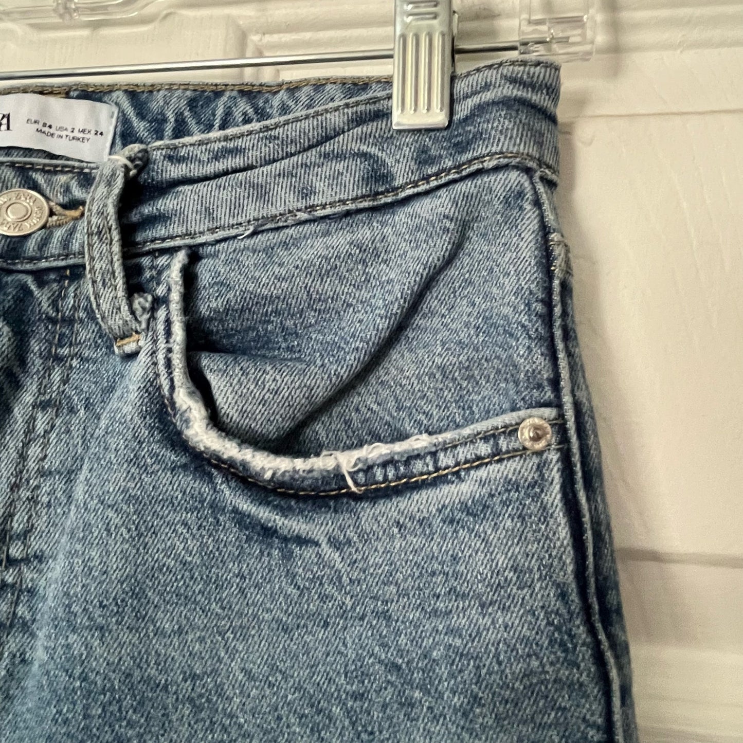 Zara High Rise Cropped Distressed Jeans - Size 2