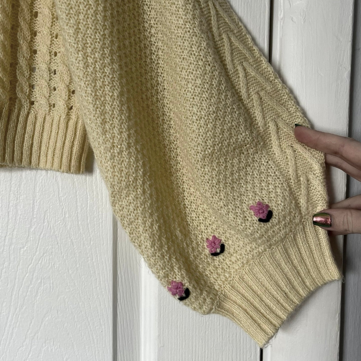 Wild Fable Cable Knit Flower Appliqué Sweater - Size M