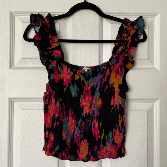 En Crème Sun Soacked Ruched Ruffle Strap Top - Size M
