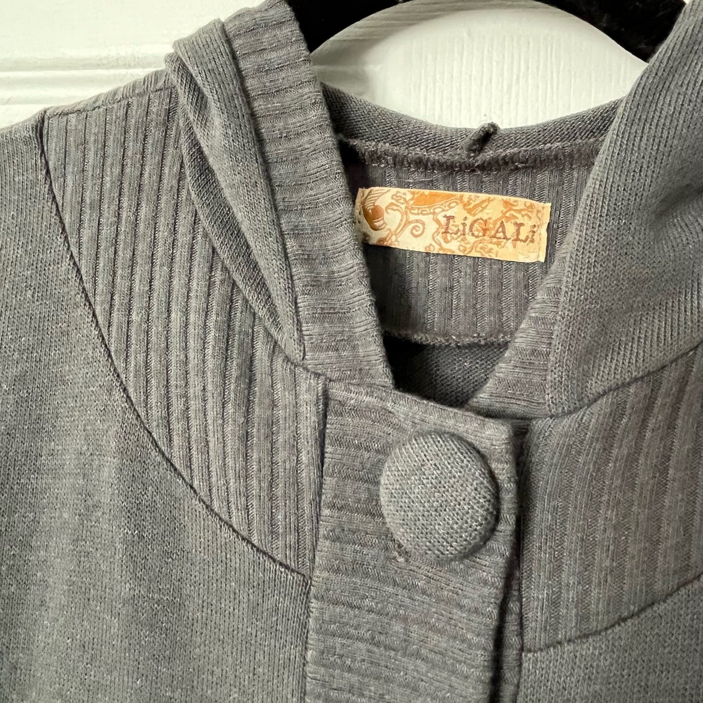 Ligali Button-Front Flyaway Hooded Sweater - Size M