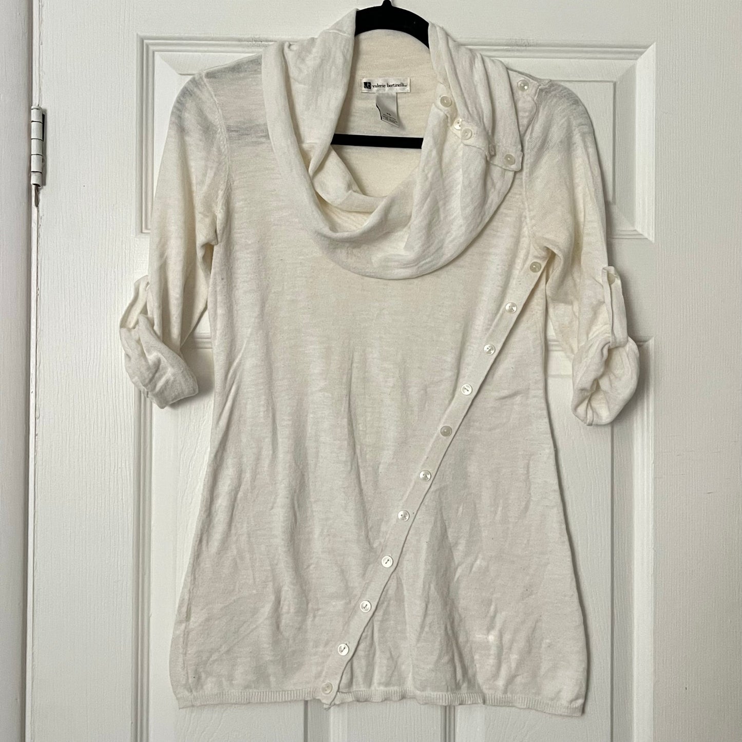 Valerie Bertinelli Button Accent Cowl Neck Knit Top - Size XS