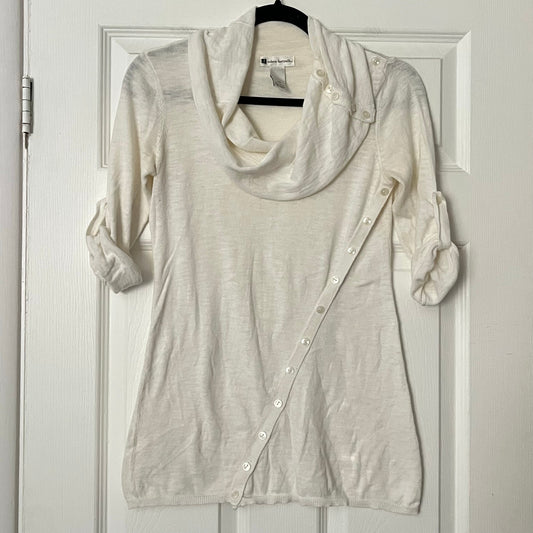 Valerie Bertinelli Button Accent Cowl Neck Knit Top - Size XS