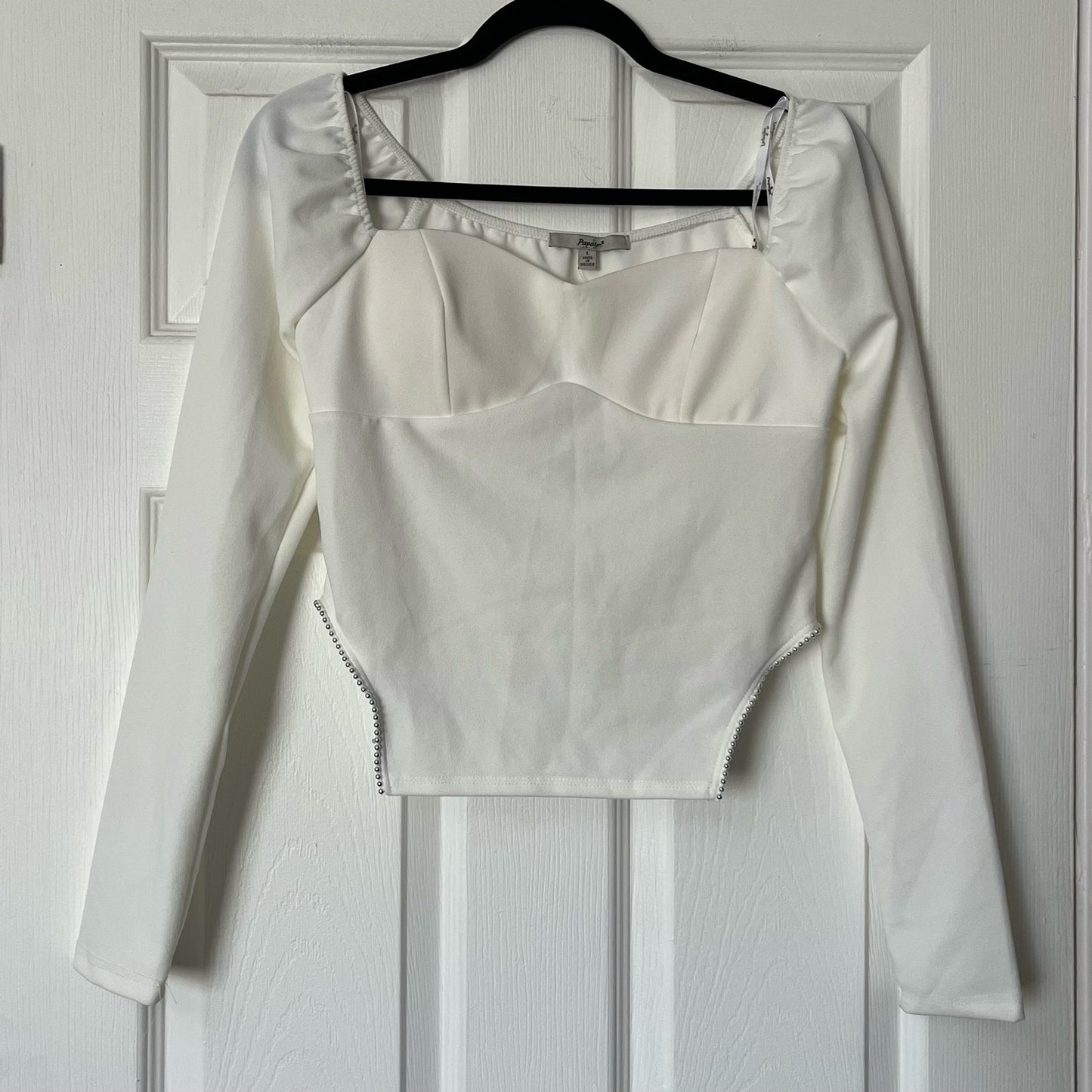 Papaya Embellished Cutout Long Sleeve Top - Size L