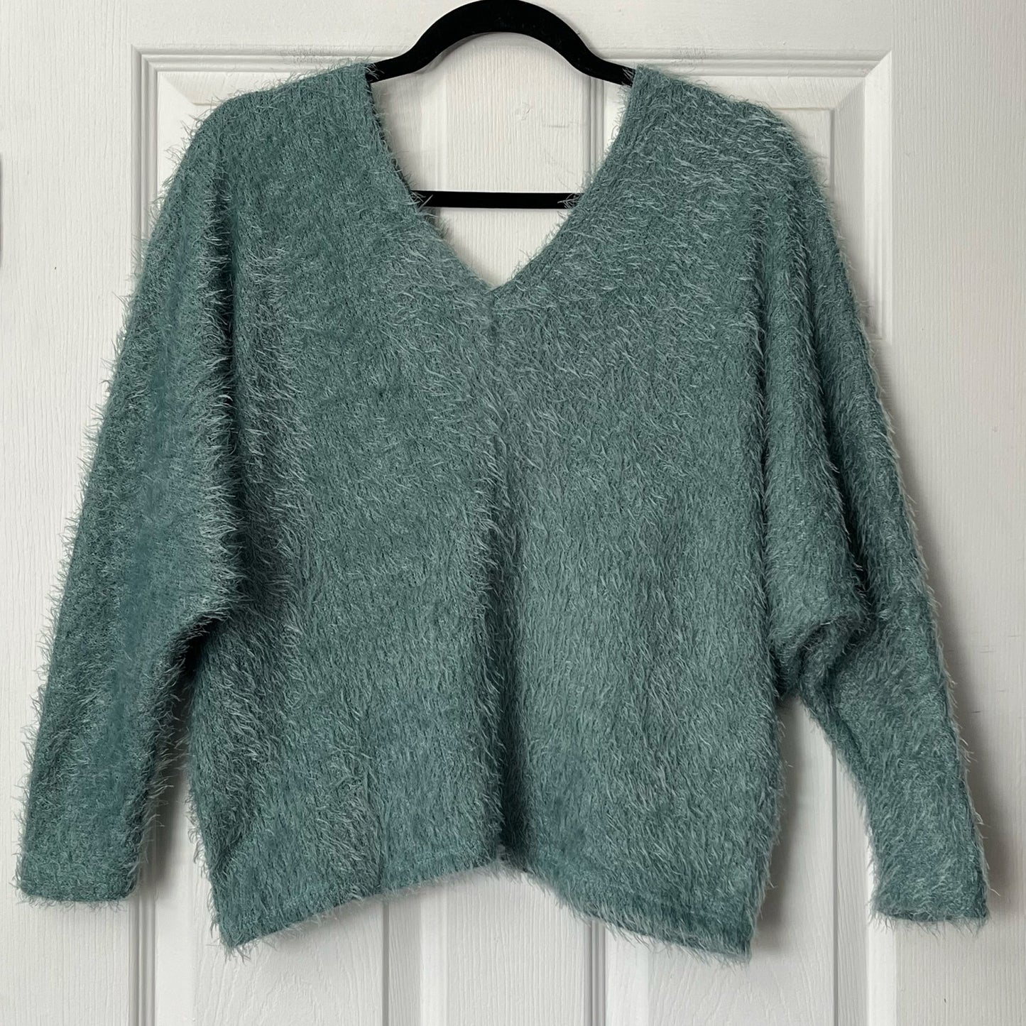 Jolie Fuzzy Double V Neck Sweater - Size S