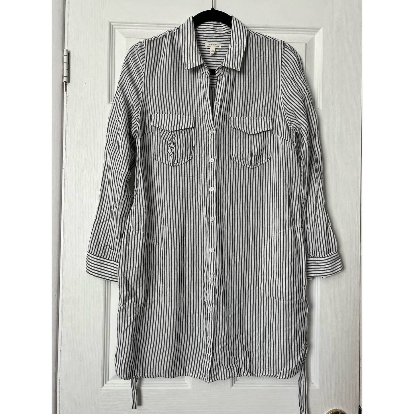 Soft Pinstripe Shirt Dress - Size S