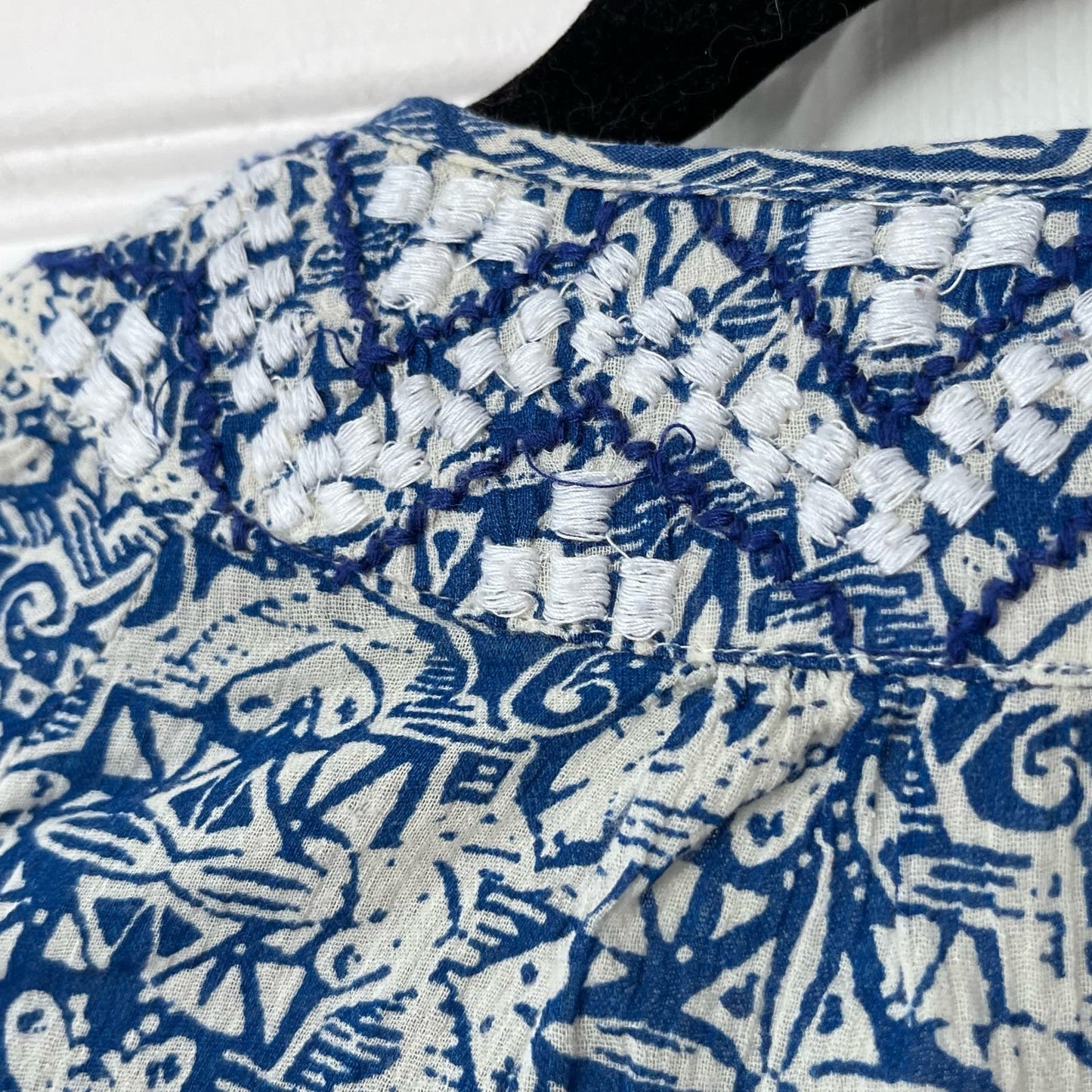 Lucky Brand Lino Print Peasant Top - Size S