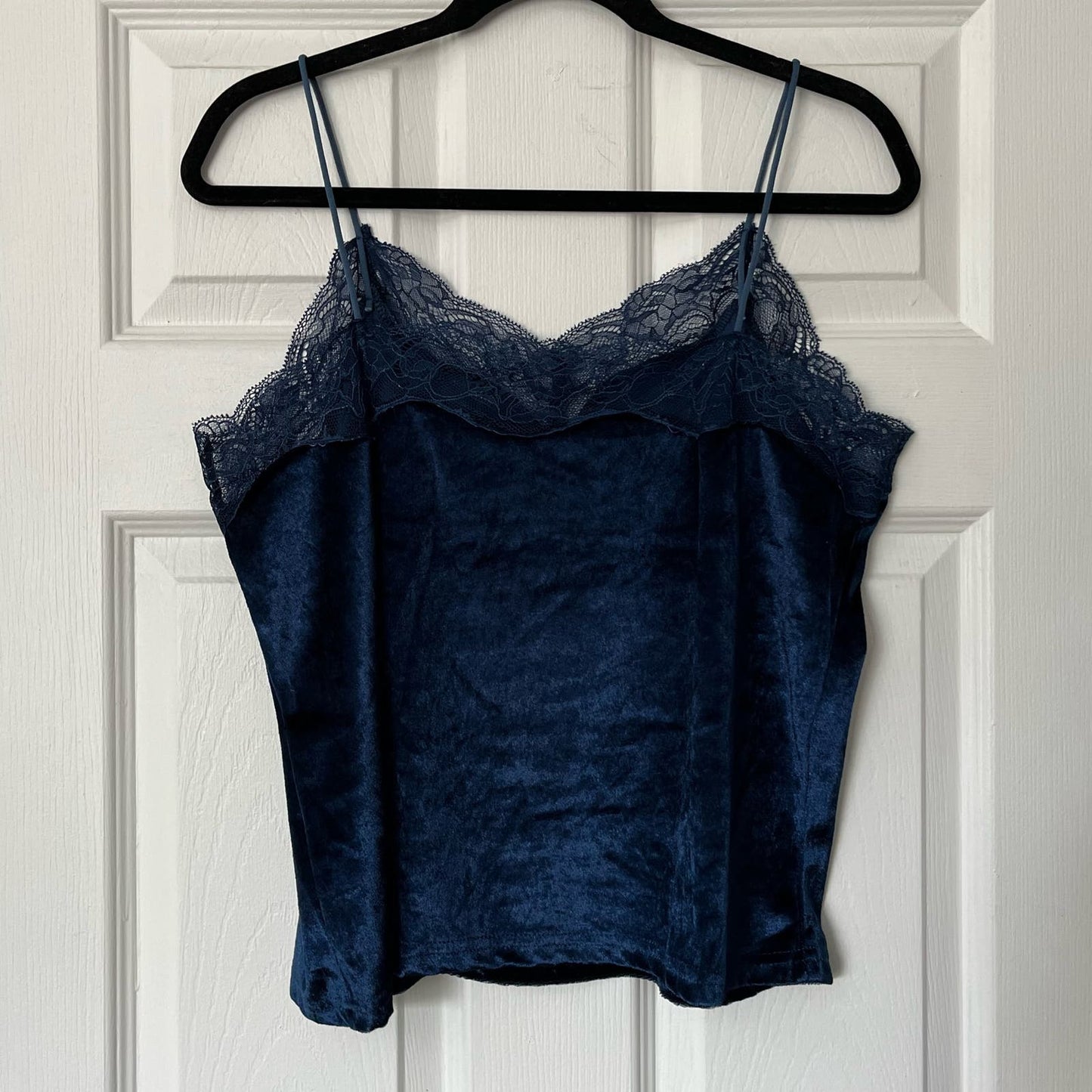 Lace-Trim Velveteen Cami - Size L