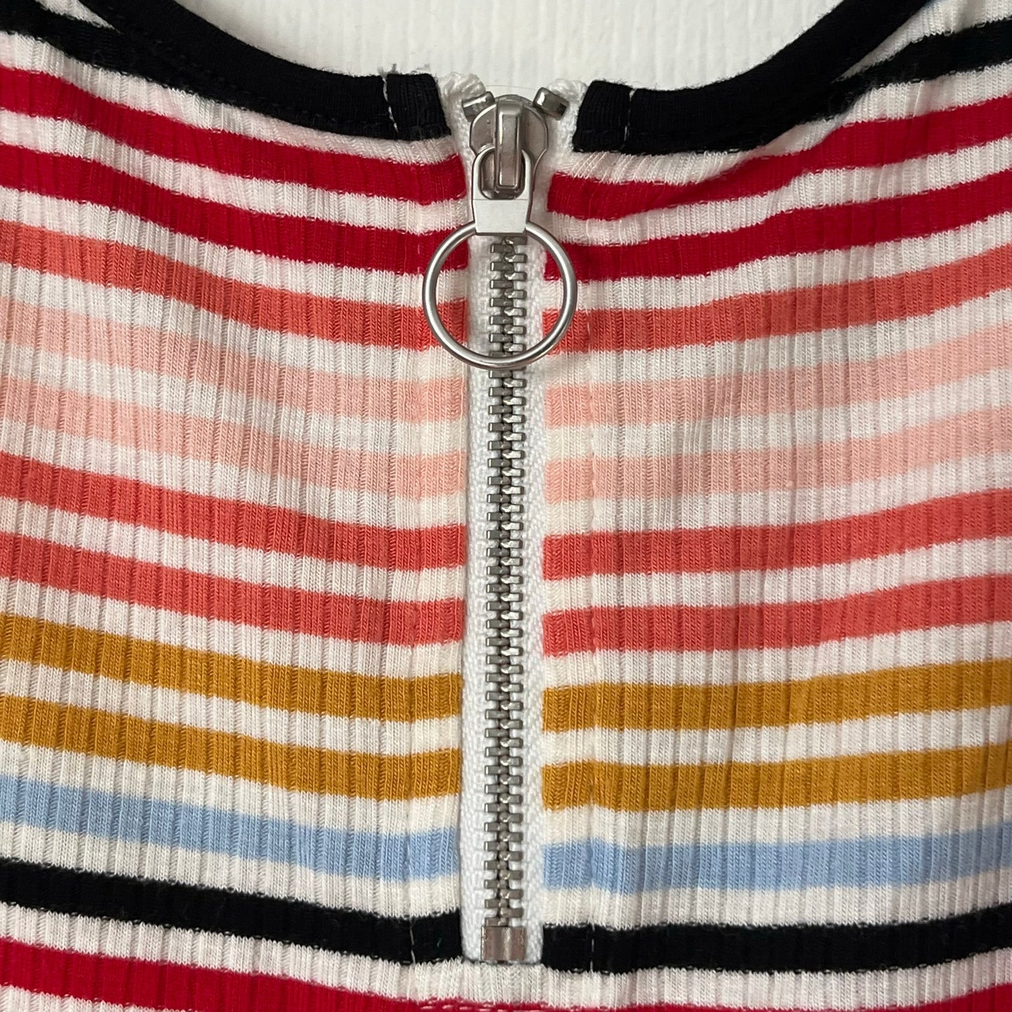 Express One Eleven Striped Ribbed Bodysuit - Size S