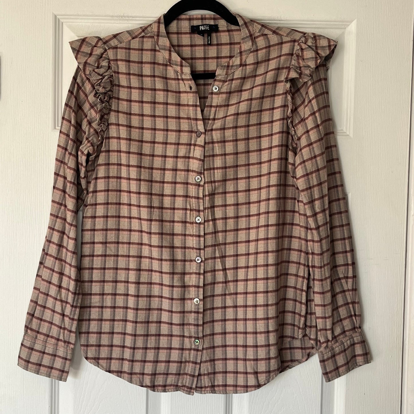 Paige Jenelle Plaid Button-Down Shirt - Size XS