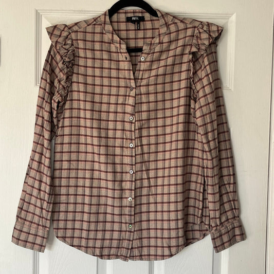 Paige Jenelle Plaid Button-Down Shirt - Size XS