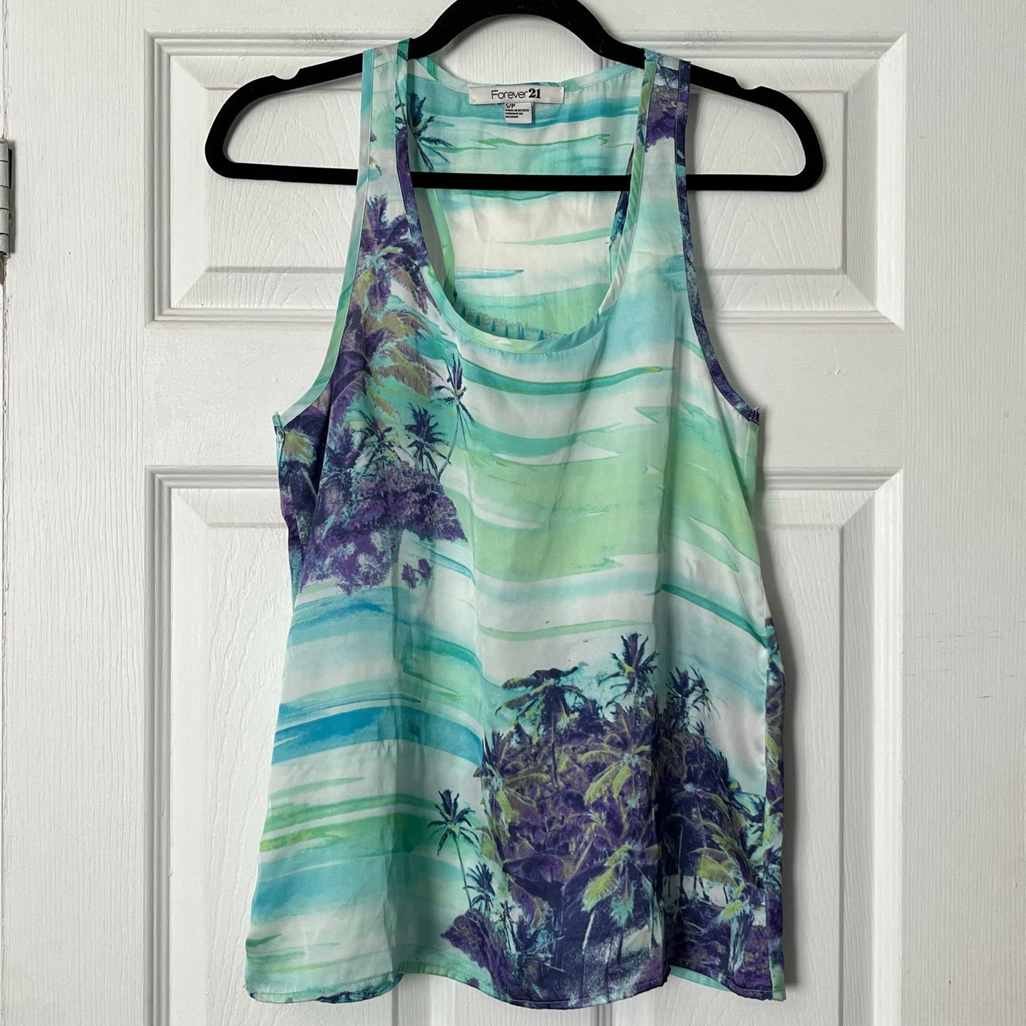 Forever 21 Watercolor Tropical Sleeveless Blouse - Size S