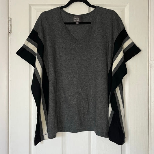 Leo & Sage Striped Poncho Sweater - One Size
