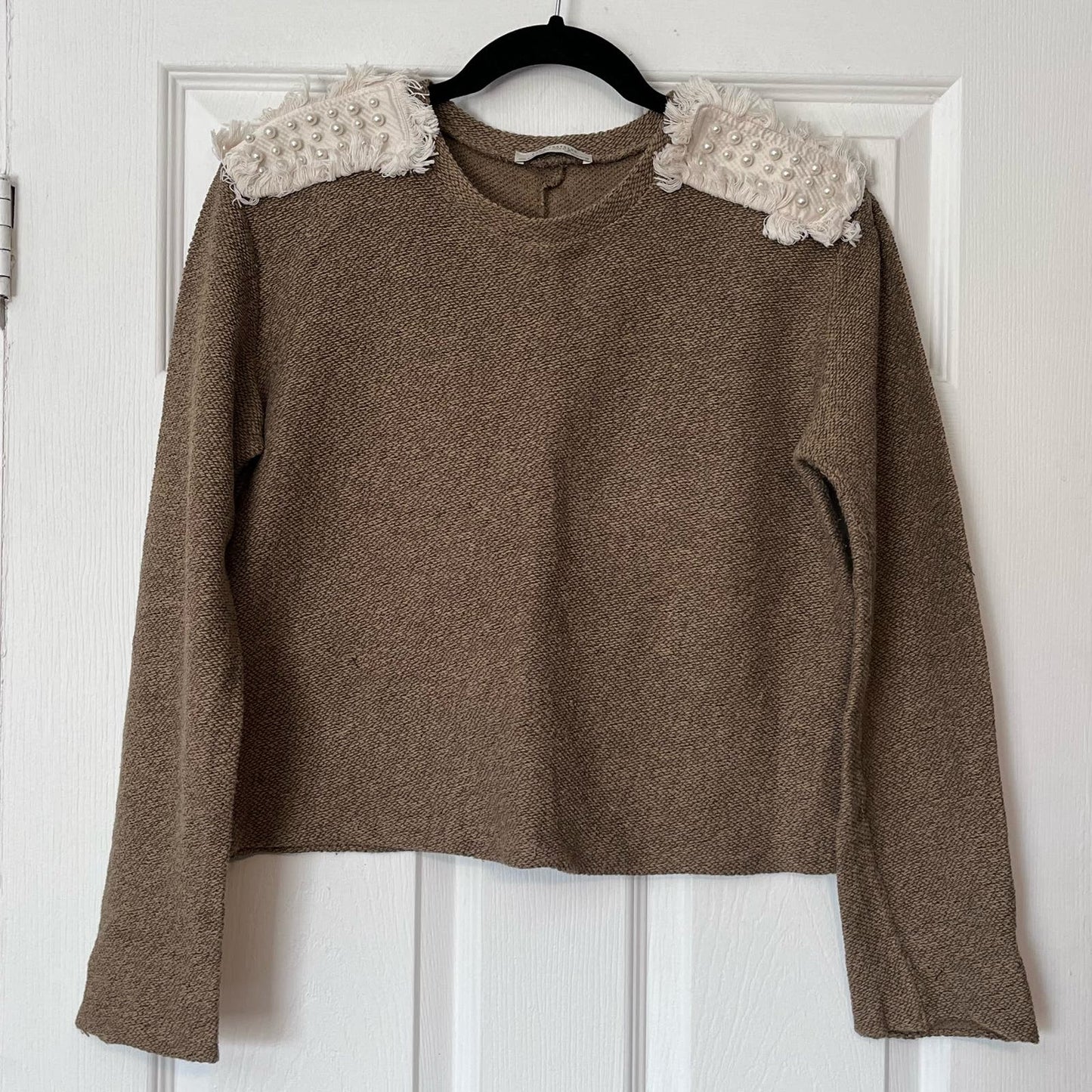 Zara Trafaluc Pearl Epaulette Sweater - Size M
