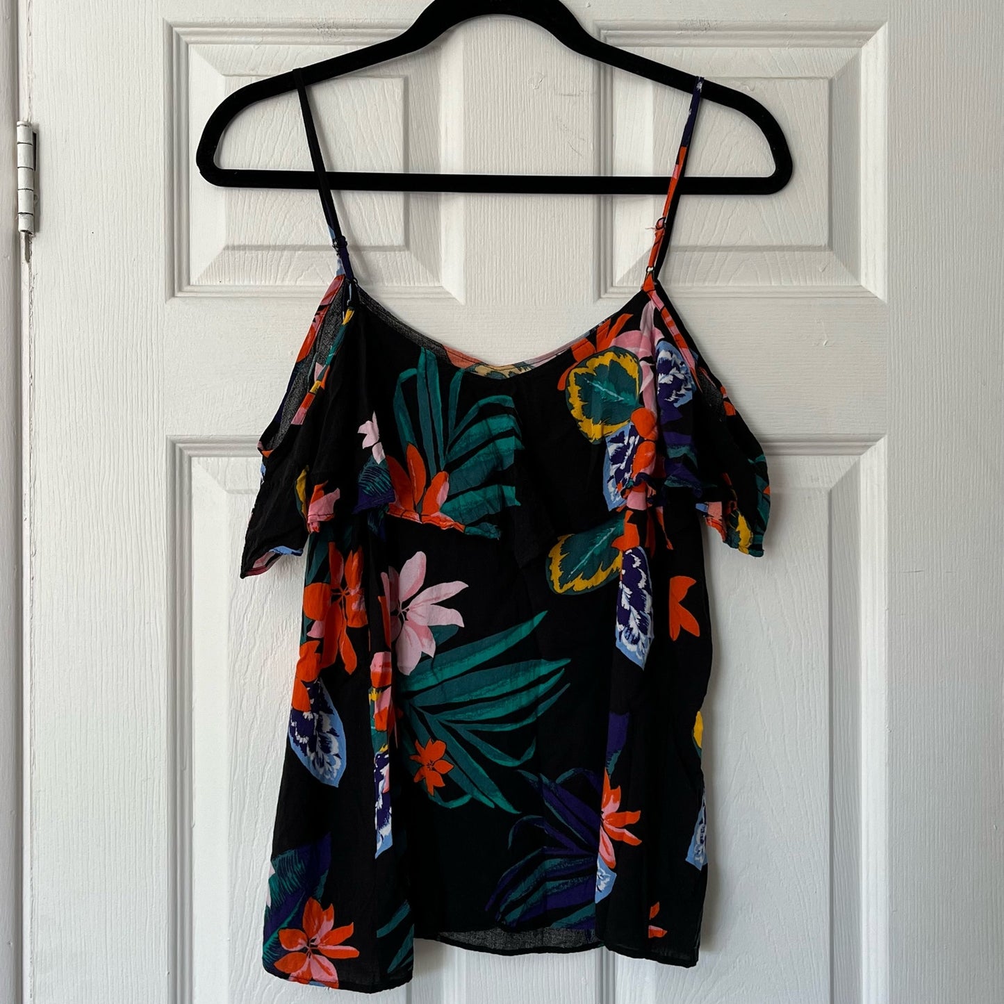 Old Navy Tropical Print Off-Shoulder Ruffle Tank Top - Size S