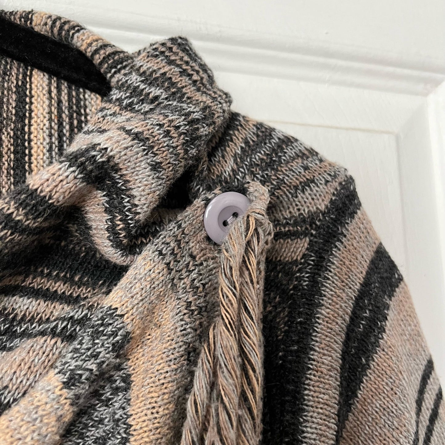 Striped Poncho Open-Front Cardigan - Size S