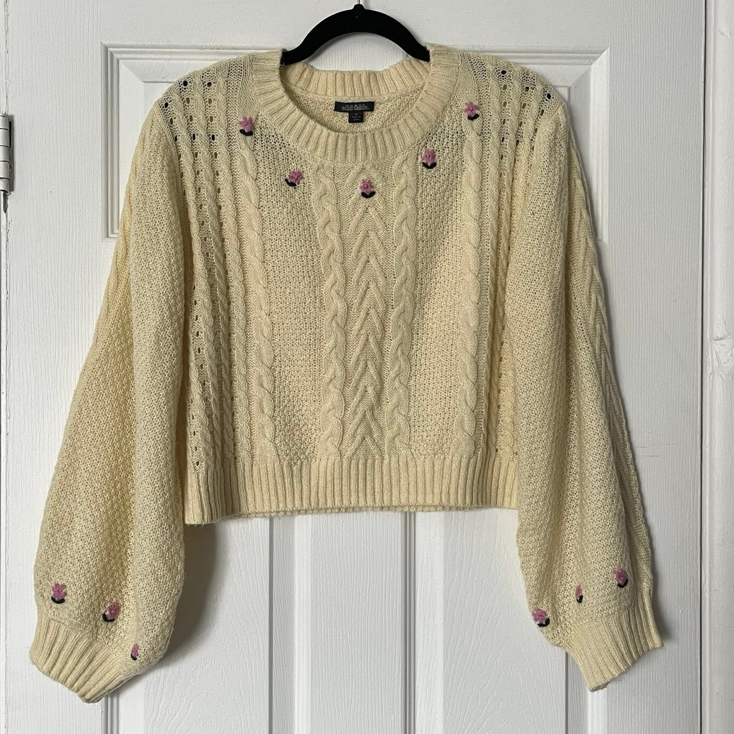 Wild Fable Cable Knit Flower Appliqué Sweater - Size M