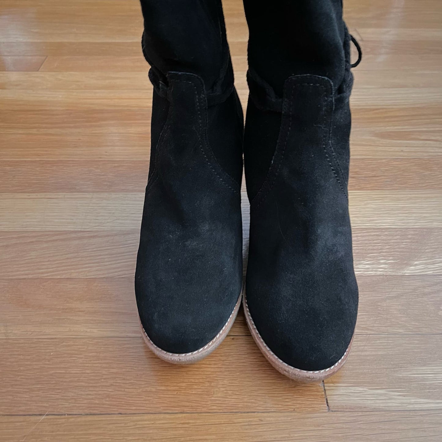 Joie Suede Sherpa-Lined Knee High Wedge Boots - Size 37 (ESTIMATED)