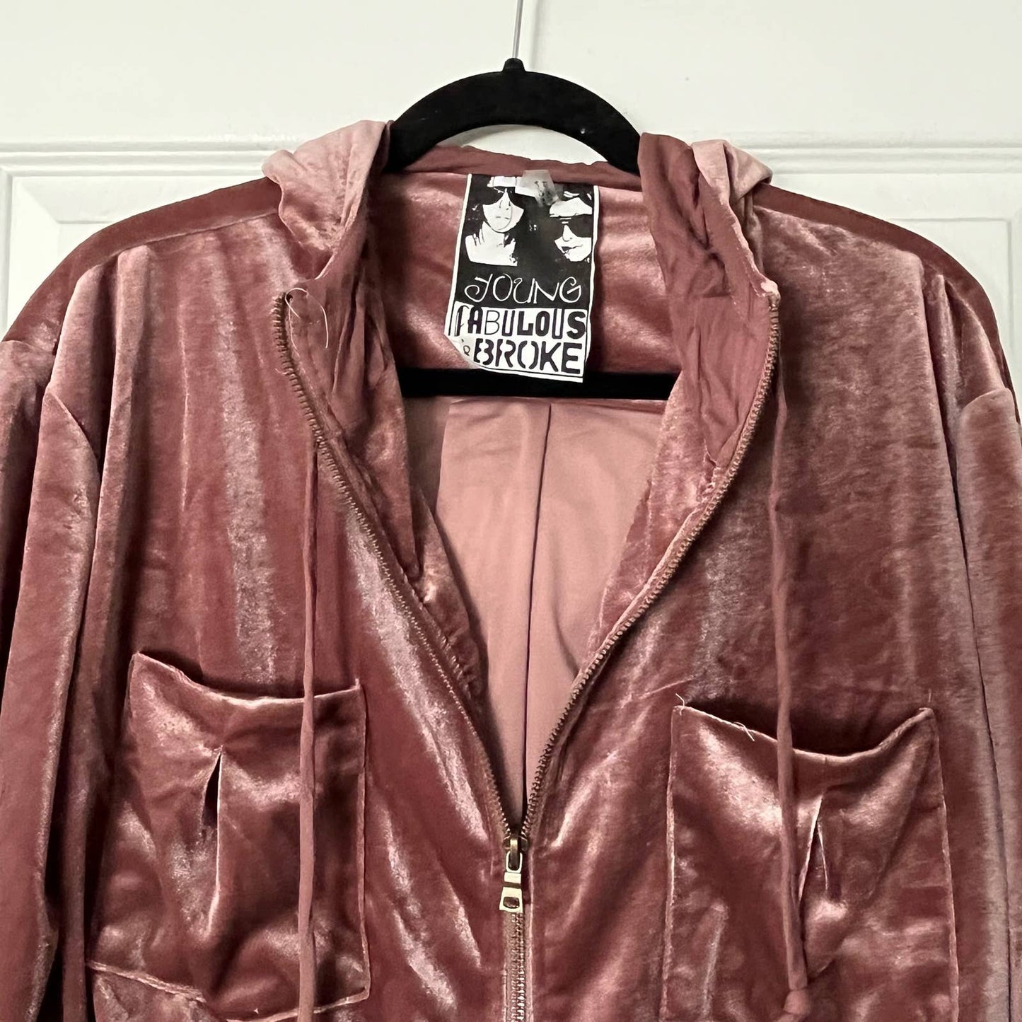 Young Fabulous & Broke Velour Zip-Front Hoodie - Size M