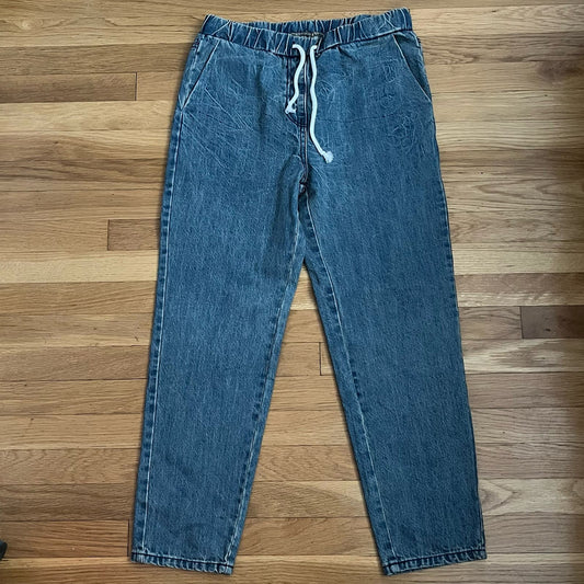 Elastic/Drawstring Waist Tapered Jeans - Size L