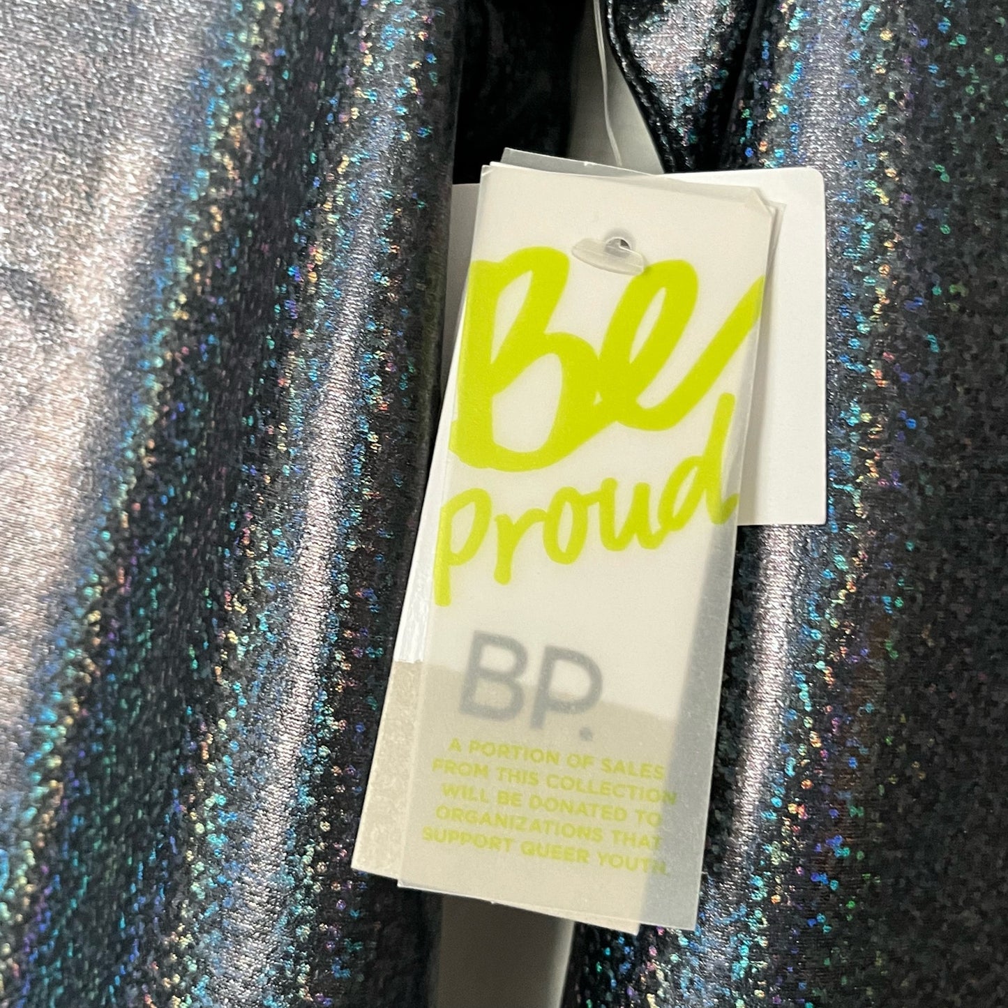 BP Be Proud by Gender Dance Black Glitter Rainbow Top - Size XS - NWT