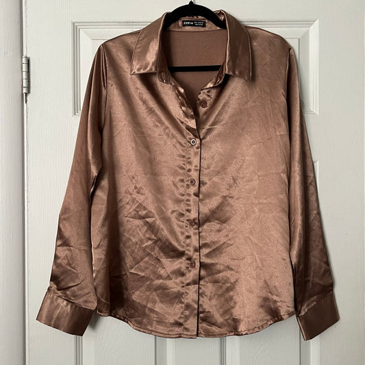 Shein Button-Down Silky Blouse - Size M