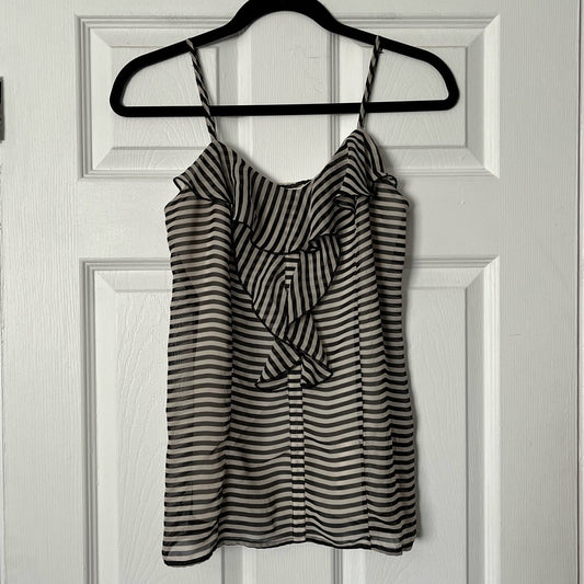 Xhilaration Striped Ruffle-Front Tank - Size M