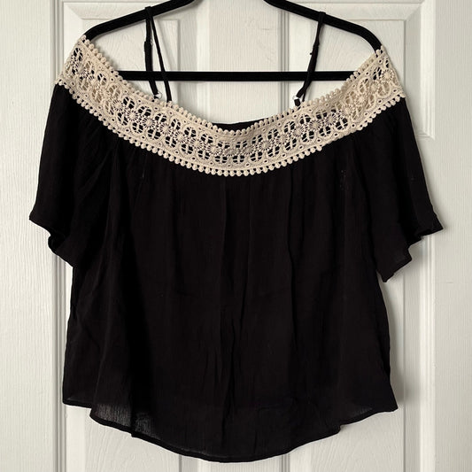 Xhilaration Off-Shoulder Crochet Trim Top - Size M