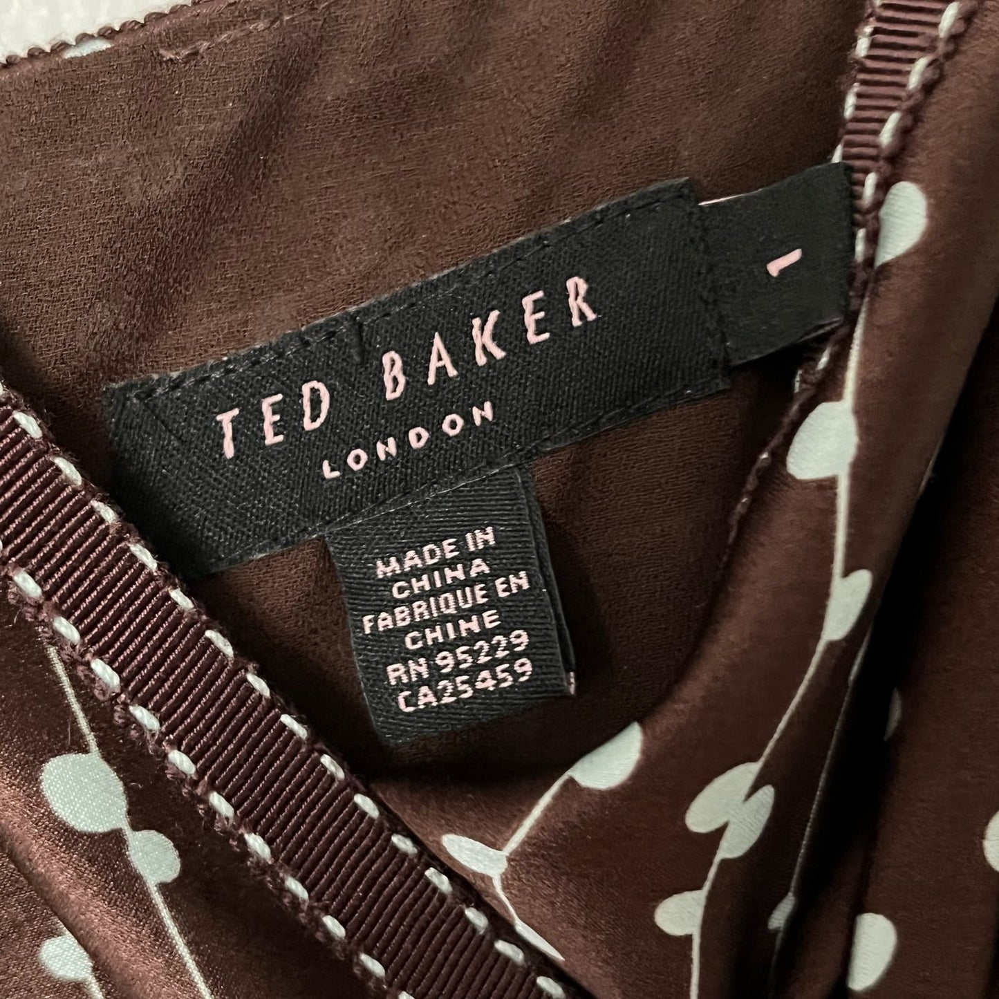 Ted Baker Satin Flower Print Dress - Size 4
