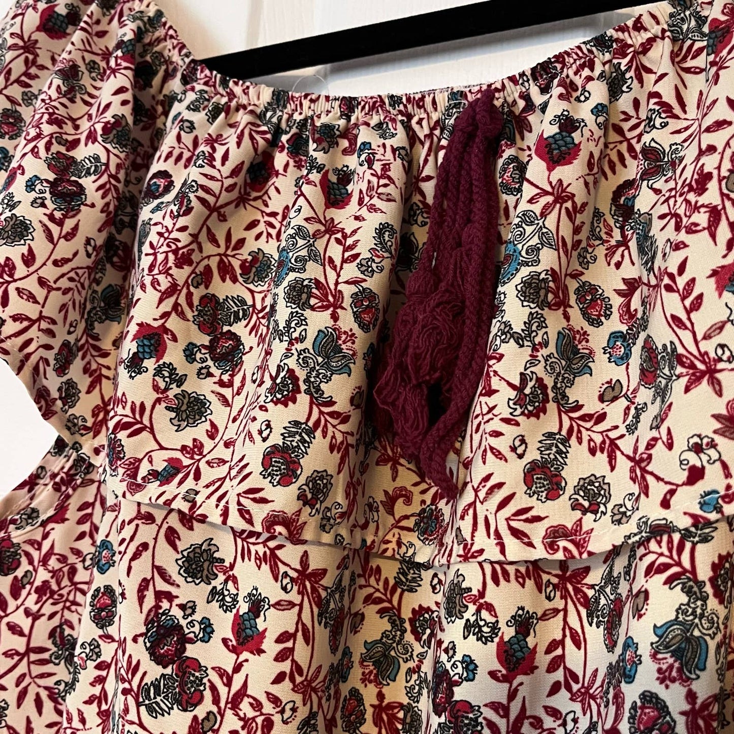 Off-Shoulder Floral Print Dress - Size L