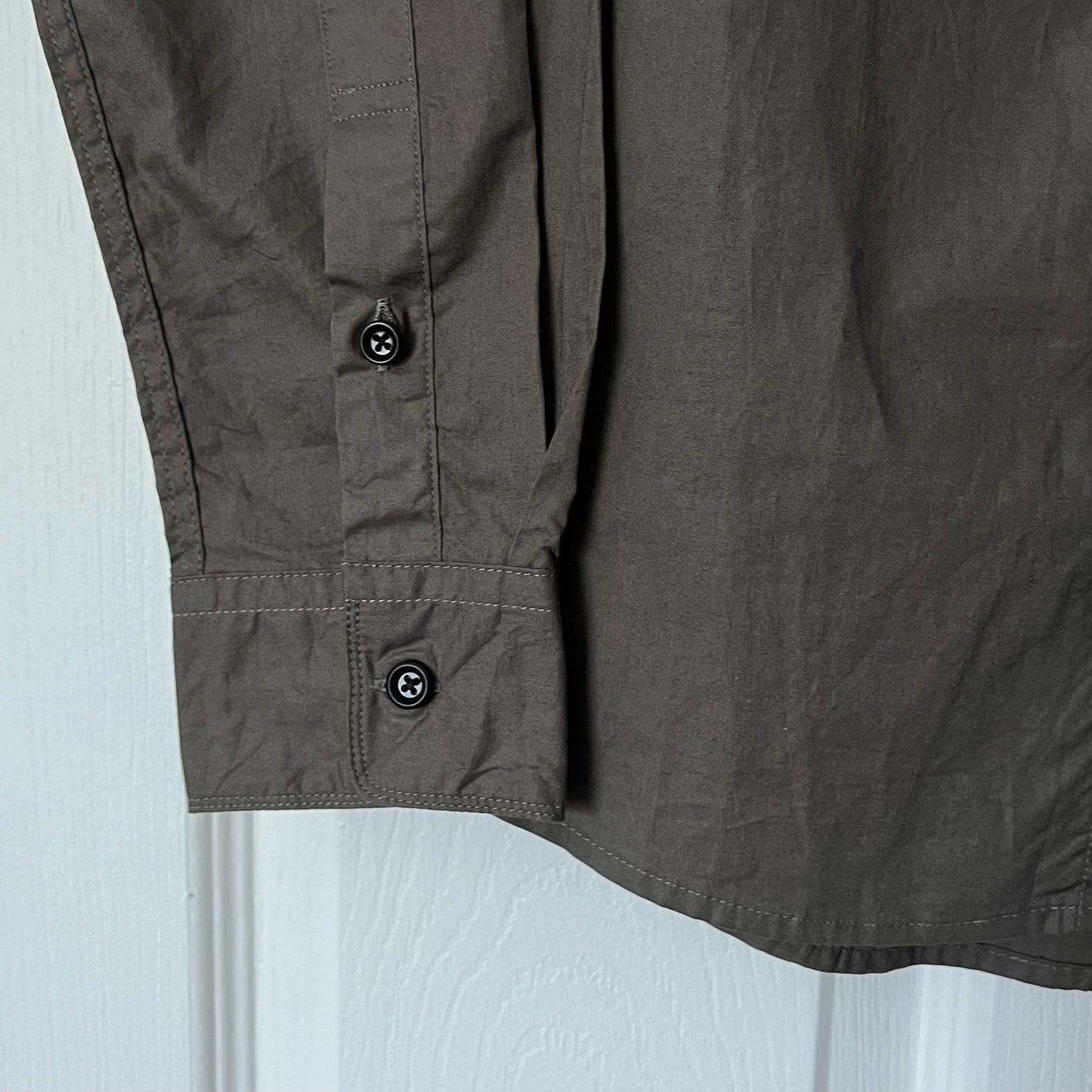 Jill Stuart Faux Leather Accent Button-Down Shirt - Size M