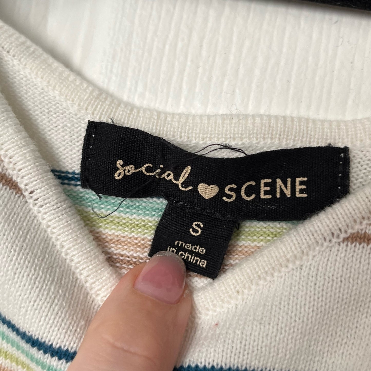 Social Scene Rainbow Striped Knit Crop Top - Size S