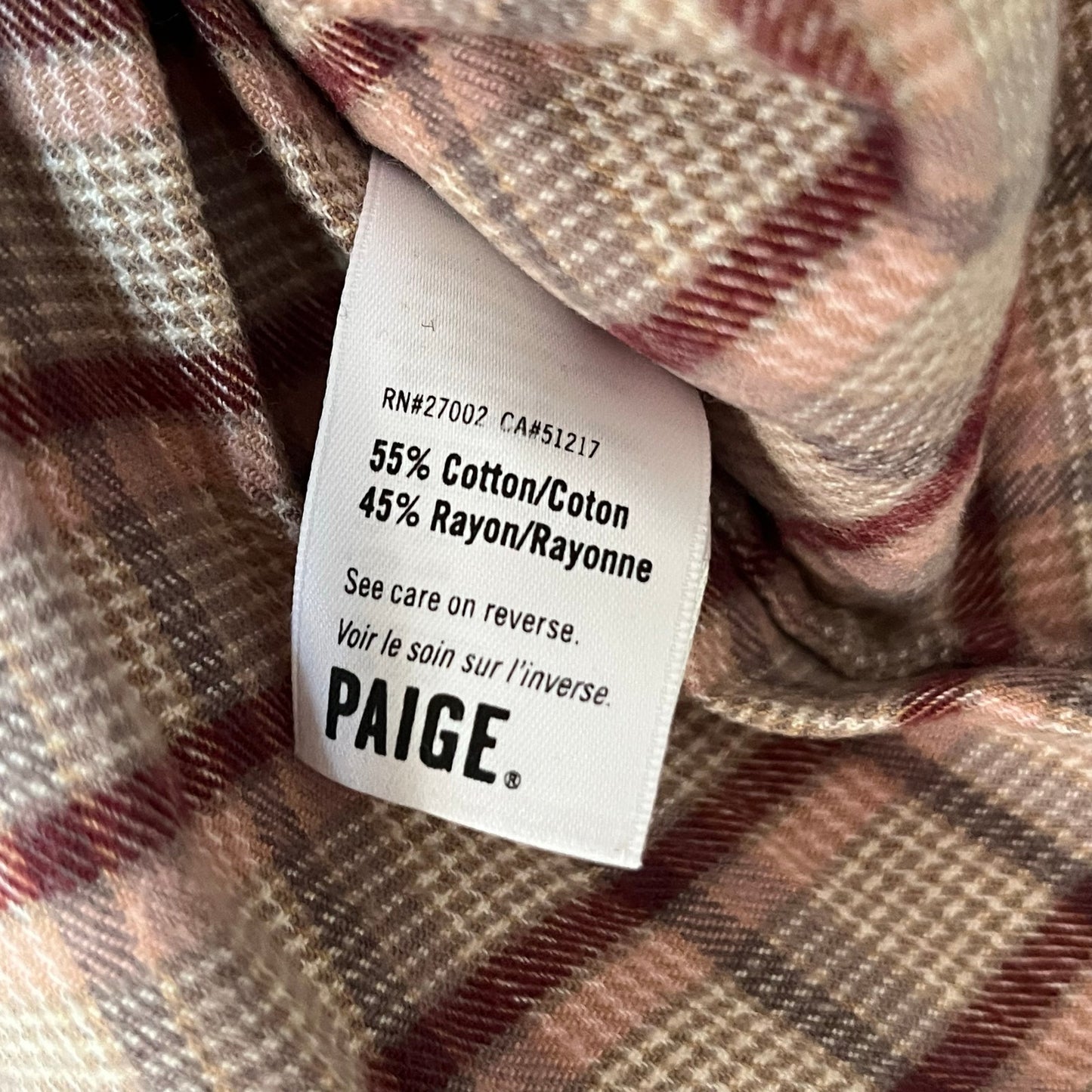 Paige Jenelle Plaid Button-Down Shirt - Size XS
