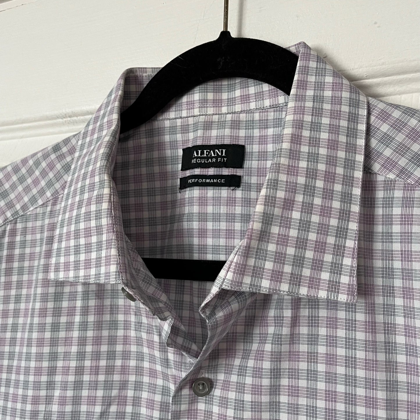 Alfani Regular Fit Performance Plaid Button-Down Shirt - Size XL (17 1/2, 34/35)