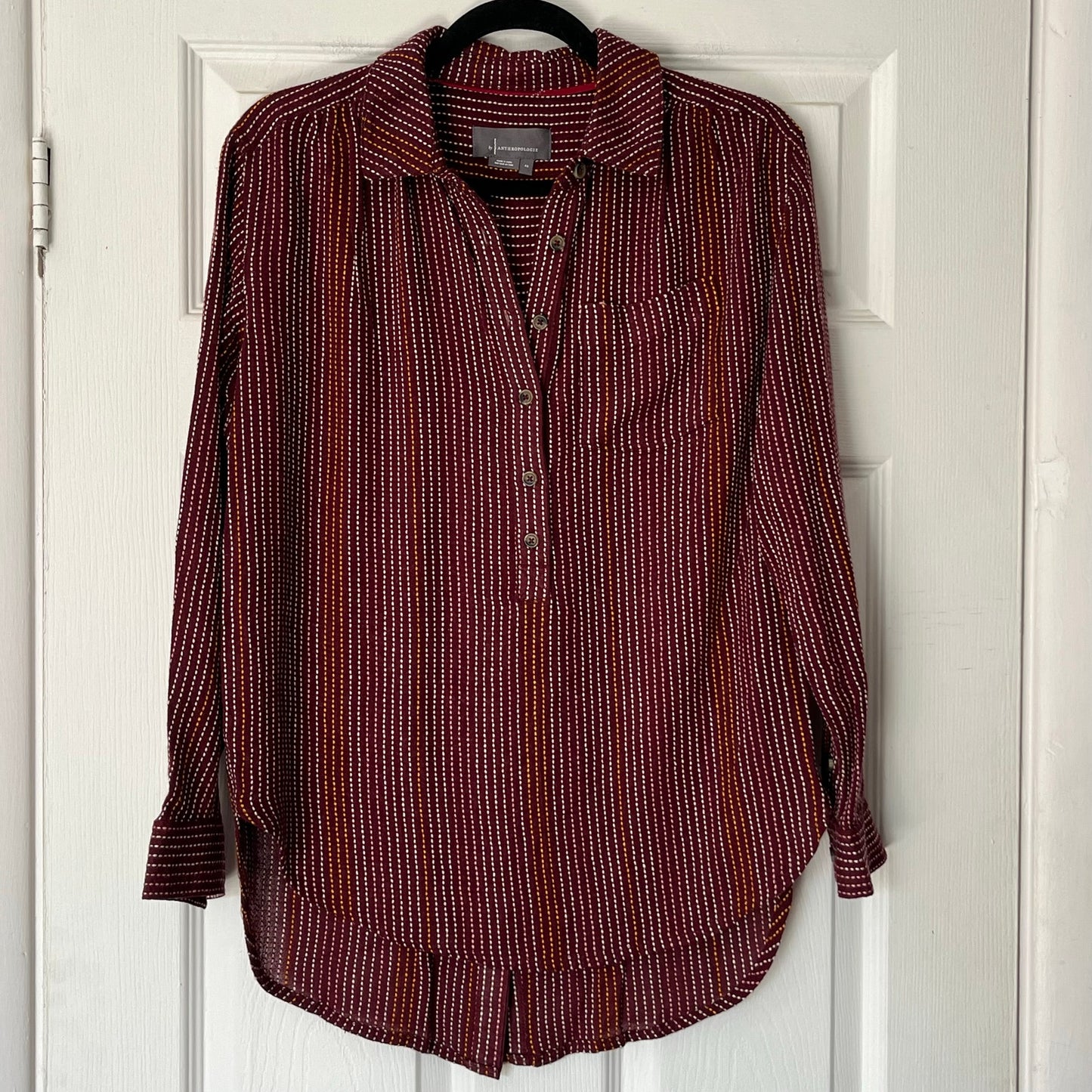 Anthropologie Striped Button-Back Blouse - Size XS