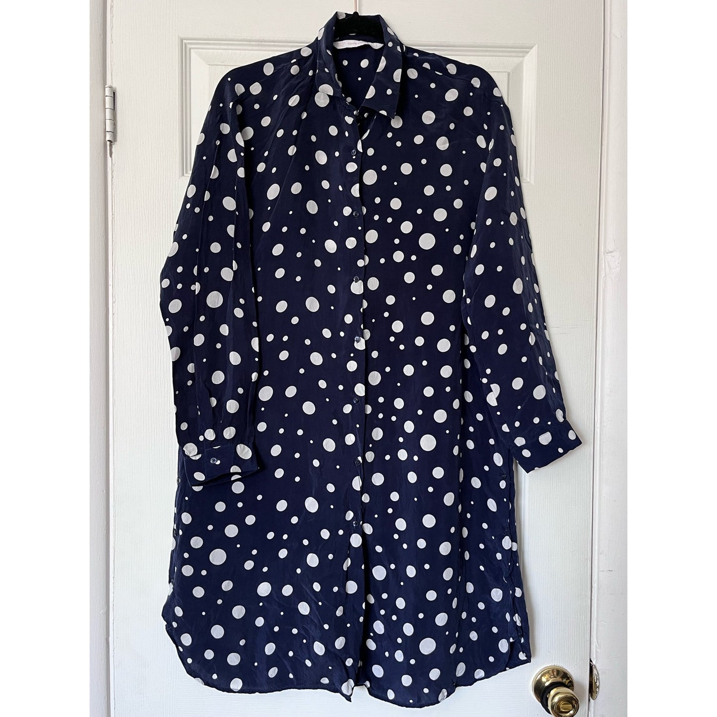 Zara Trafaluc Button-Down Polka Dot Shirt Dress - Size S