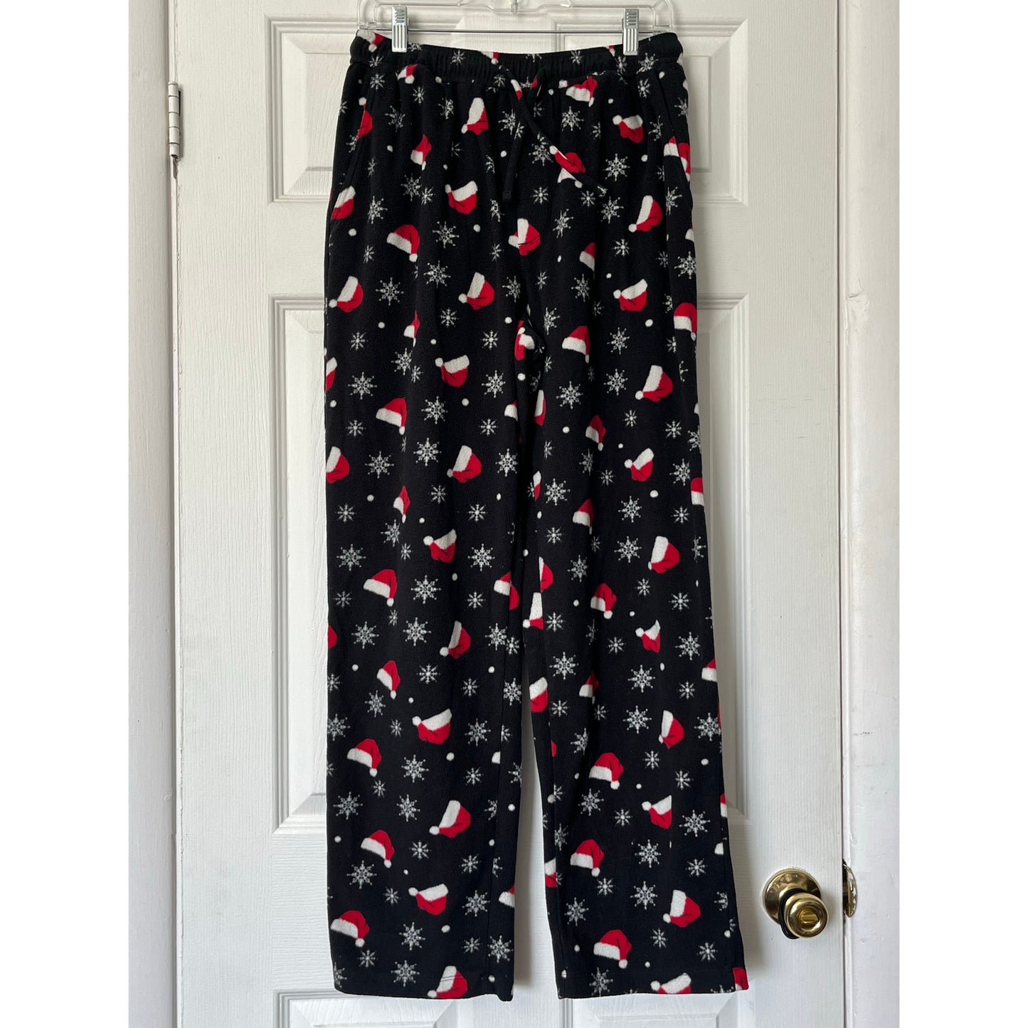 Club Room Santa Hat Print Fleece Pants - Size M