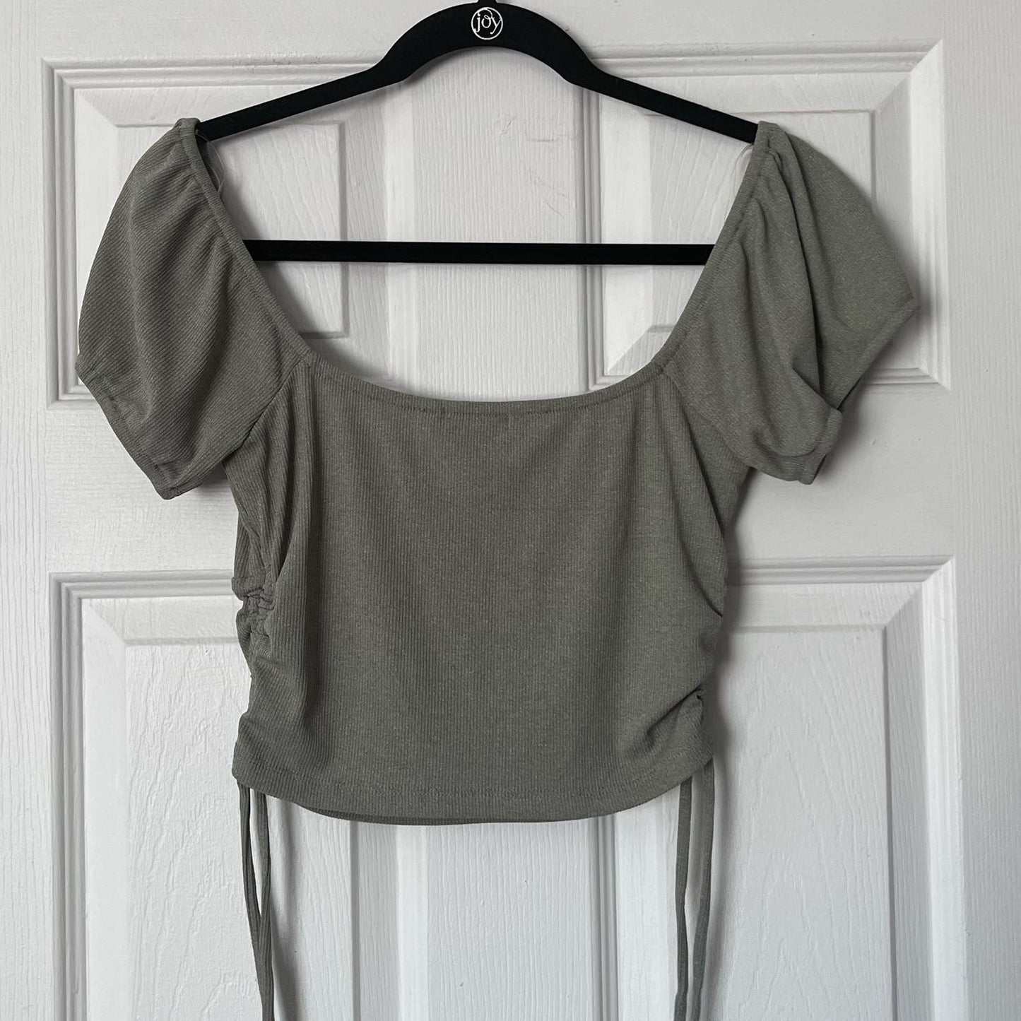 Mailob Side-Ruched Off-Shoulder Bodice Crop Top - Size L
