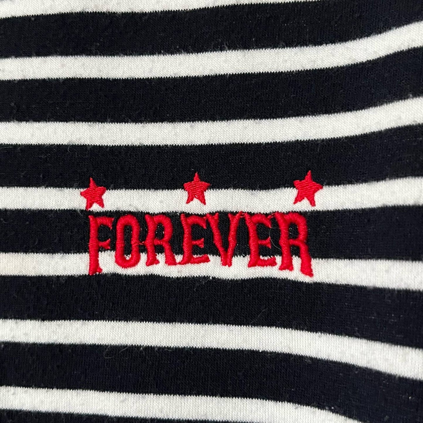 Topshop Striped Cropped 'Forever' Sweatshirt - Size 8