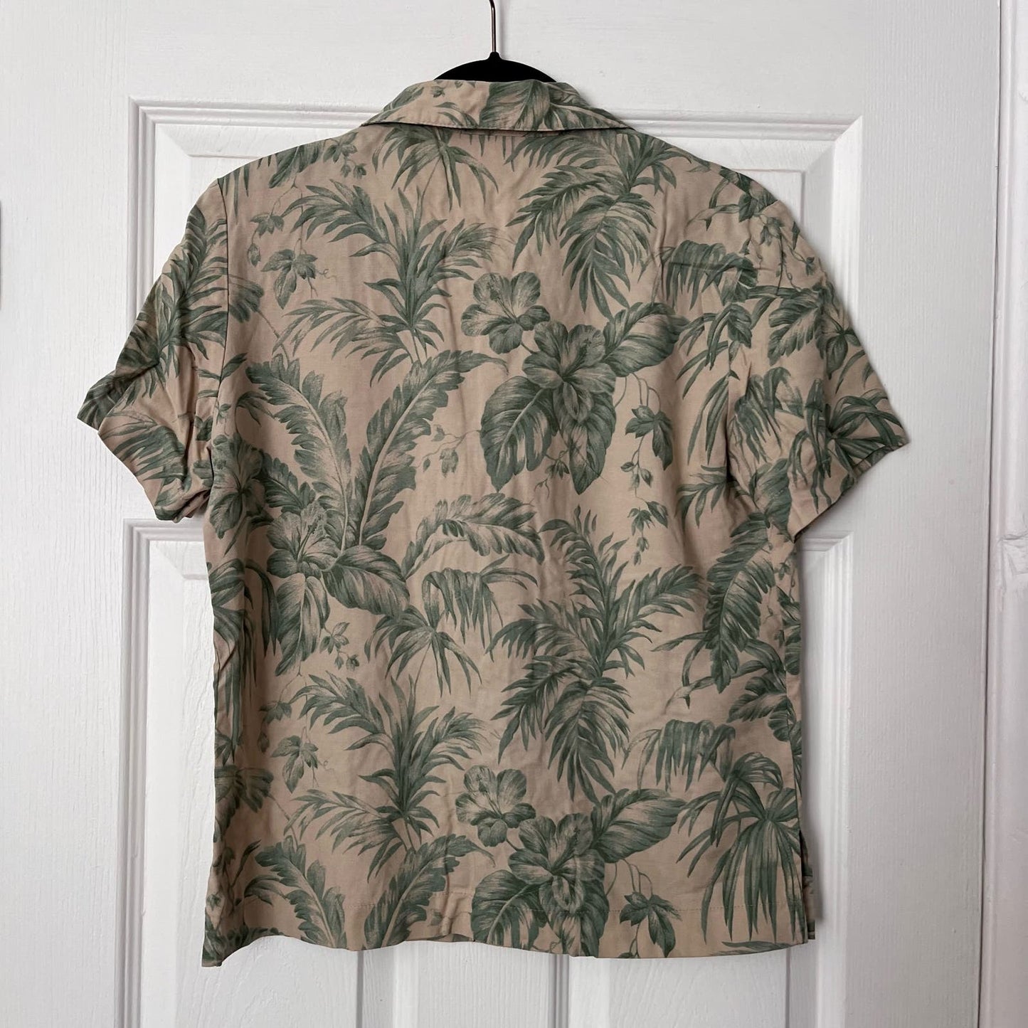 G.W. Petite Tropical Print Button-Down Shirt - Size S
