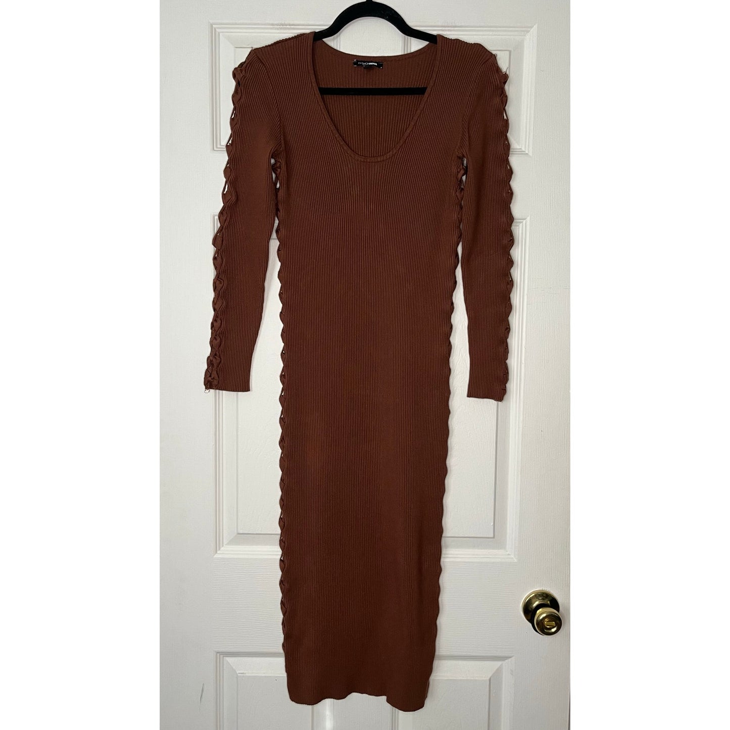 Fashion Nova Ribbed Peekaboo Side Seam Dress - Size M