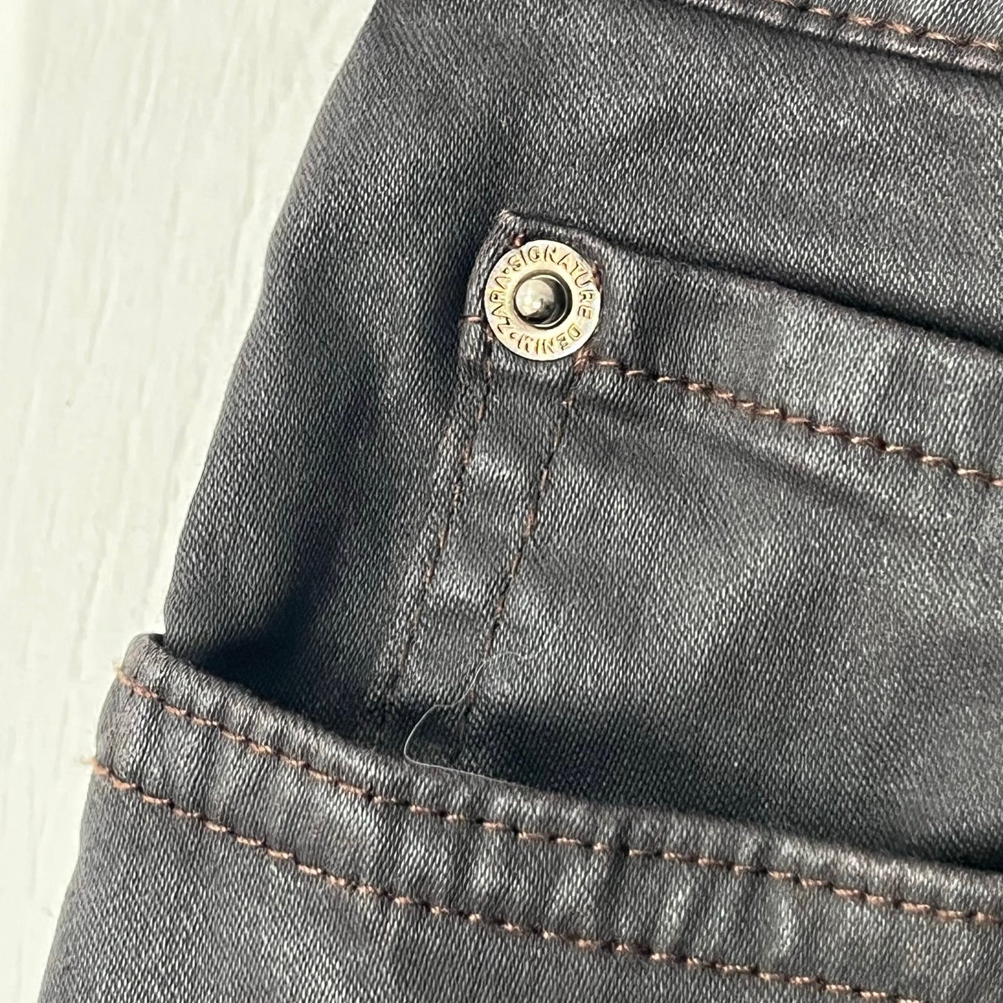 Zara The Dreed Flare Raw-Hem Coated Jeans - Size 8