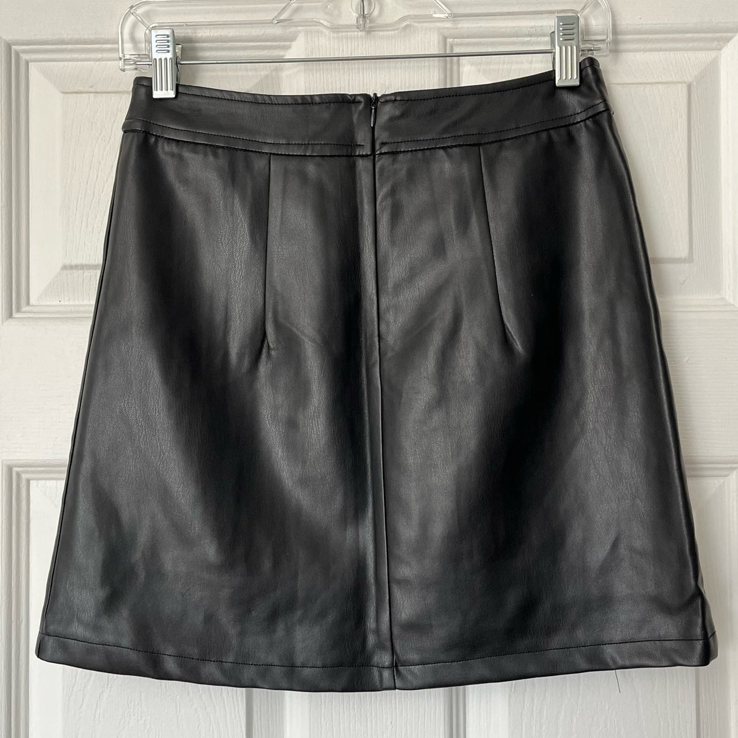 Very J Zippered Side Slit Faux Leather Mini Skirt - Size S