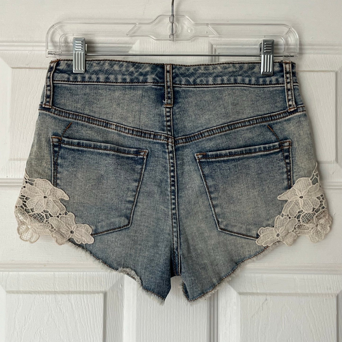 Mossimo Denim Lace Trim High Rise Short - Size 0/25