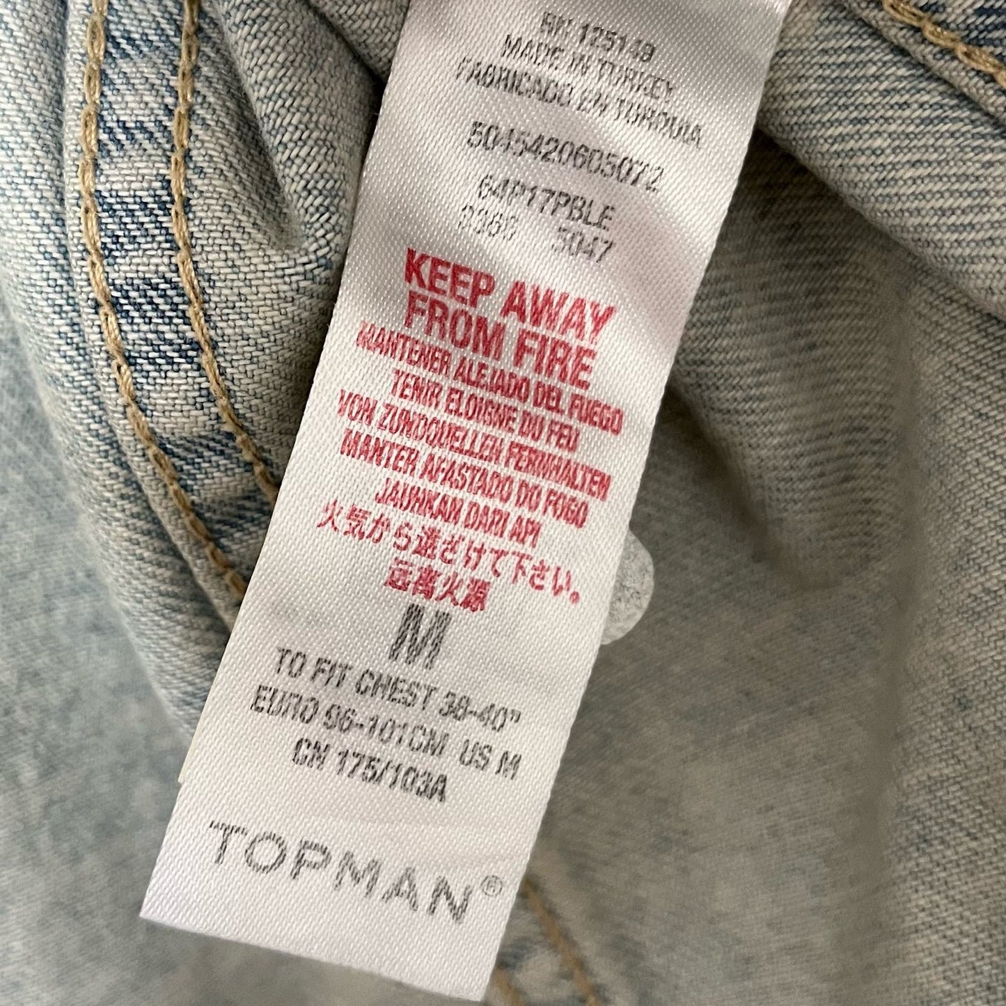 Topman Distressed Denim Jacket - Size M - NWT
