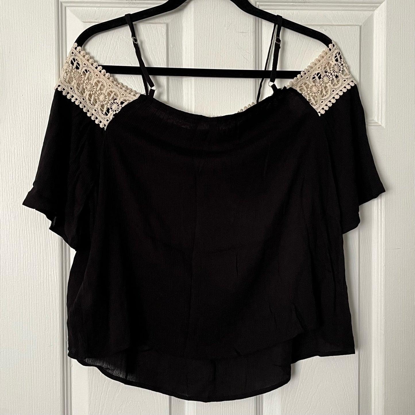 Xhilaration Off-Shoulder Crochet Trim Top - Size M