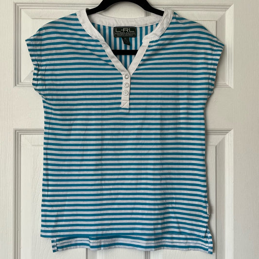 Lauren Ralph Lauren Striped Henley Tee - Size XS
