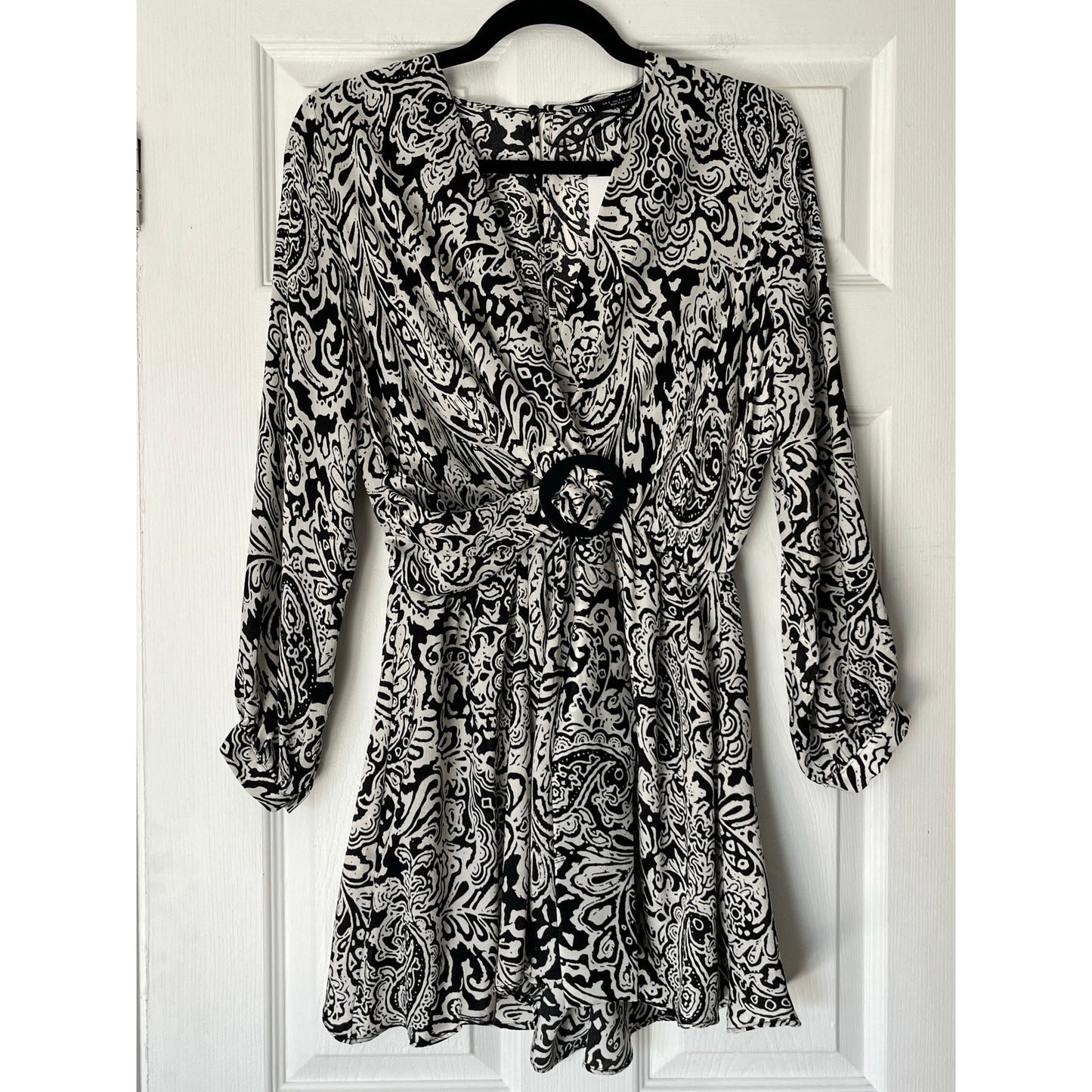 Zara Satin Print Plunge Romper - Size S - NWT