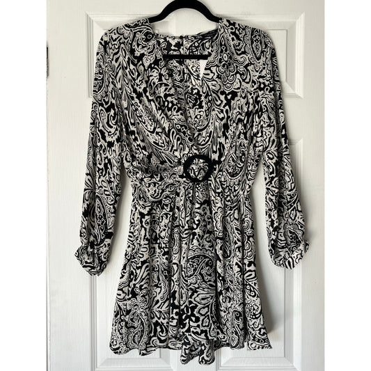 Zara Satin Print Plunge Romper - Size S - NWT