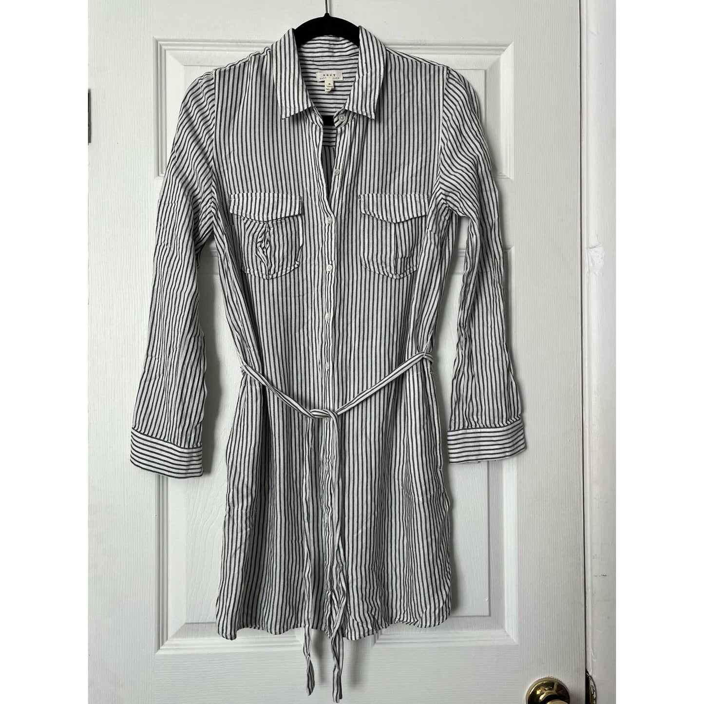 Soft Pinstripe Shirt Dress - Size S