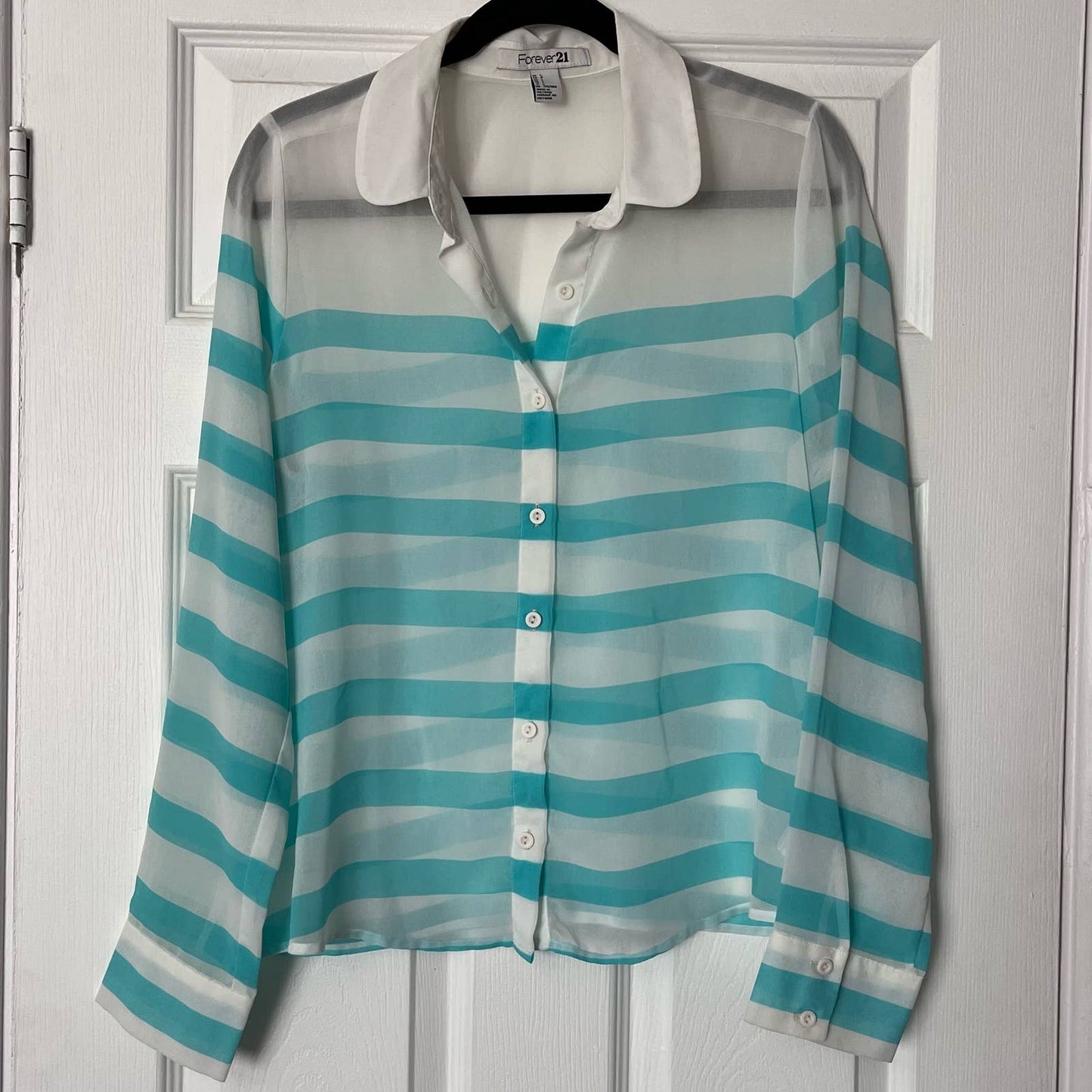 Forever 21 Striped Button-Down Blouse - Size L